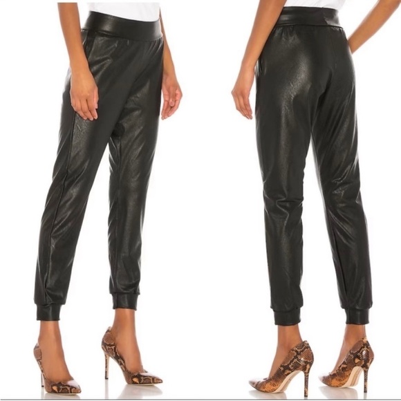 (1) Commando Black Faux Leather Joggers